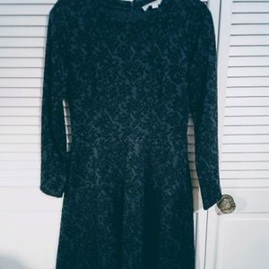 Hunter green/black jacquard dress